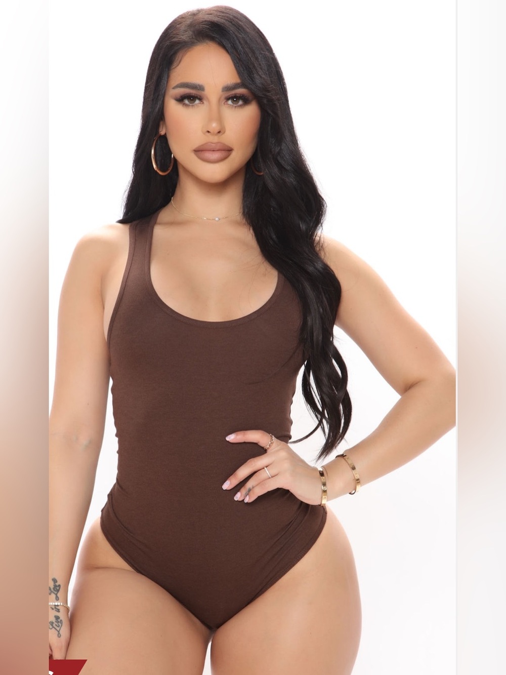 Fashion Nova Brown Sleeveless Racerback Bodysuit